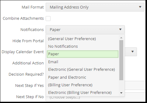 Action Type Setup: Broadcast Mailing – Vantaca Library