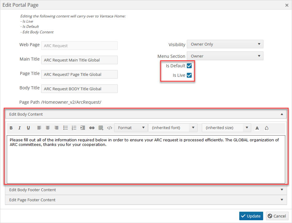 Vantaca Home - Customization – Vantaca Library