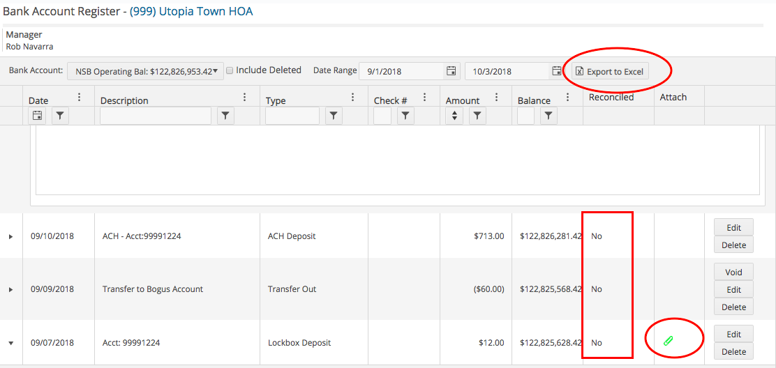 Overview Of The Association Bank Register Page Vantaca Library