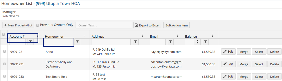 Overview Of The Homeowner List Page Vantaca Library