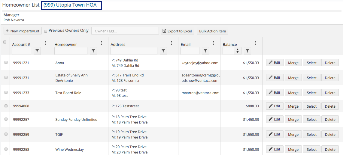 Overview Of The Homeowner List Page Vantaca Library