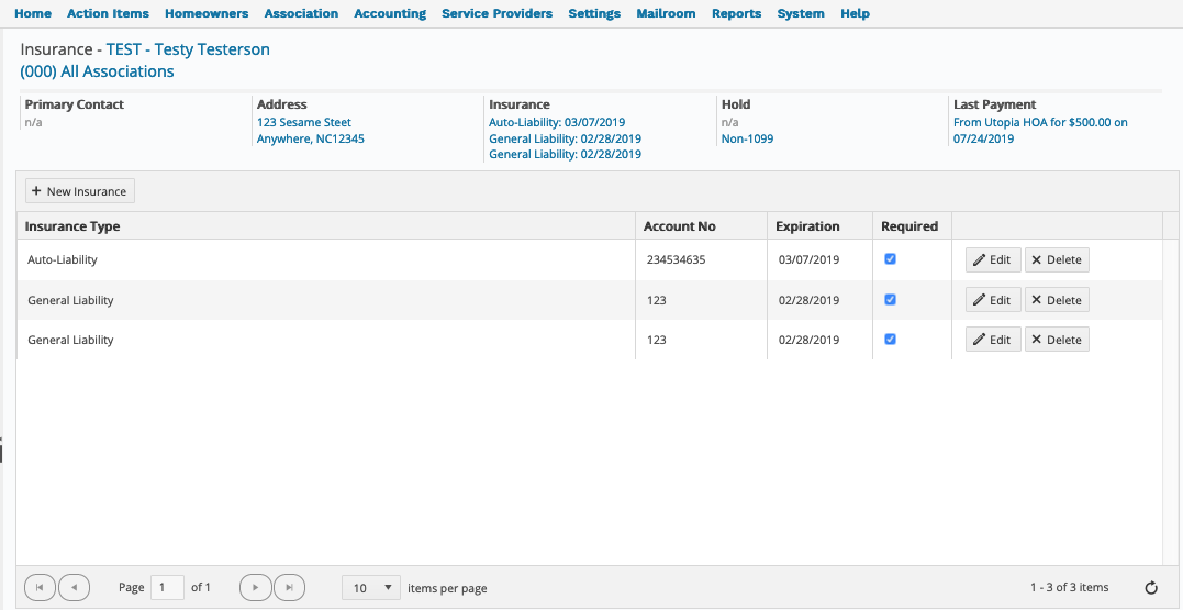 Service Provider Insurance and Expiration Reminders – Vantaca Library